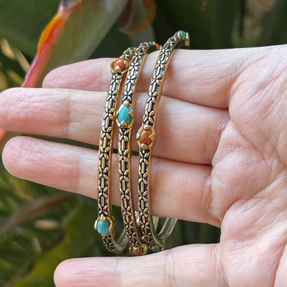 Barse Bundle Of 3 Turquoise And Agate Signed Anti… - image 8